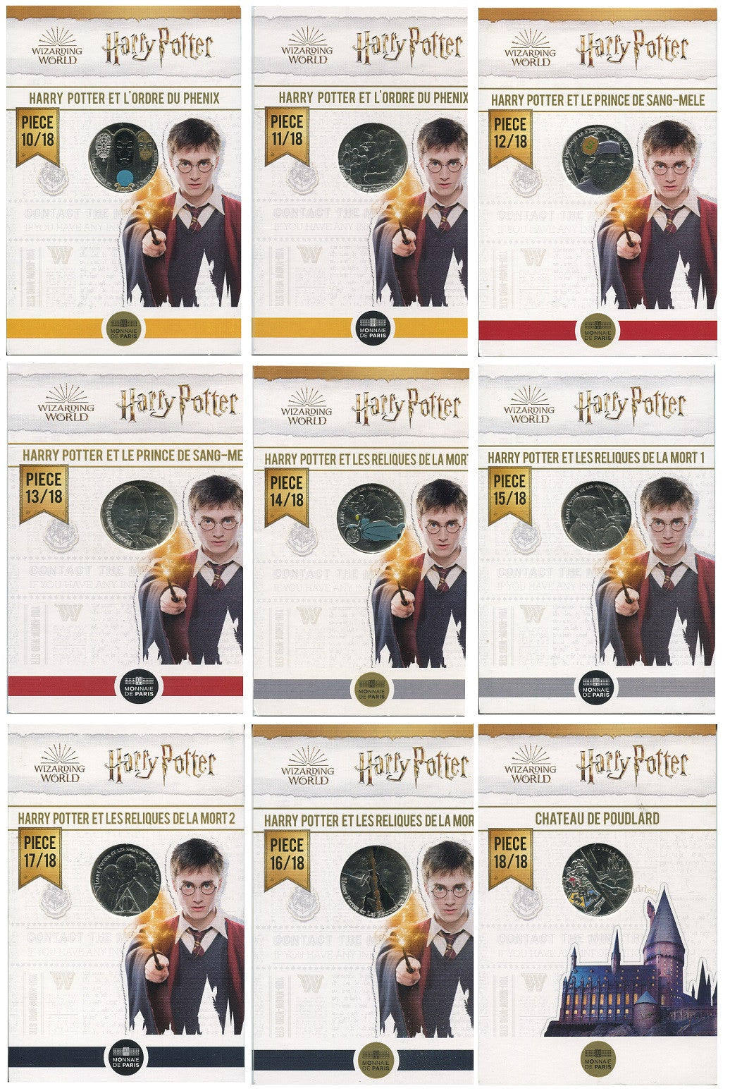 Francia - 2021 - Monedas euros en plata - FDC / MS - Harry Potter 9 monedas 10 € Año 2021 / 2ª serie