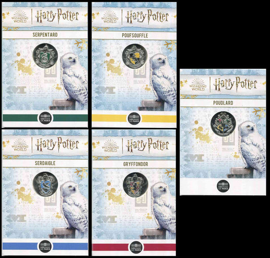 Francia - 2022 - Monedas euros en plata - FDC / MS - 10 € Año 2022 / Harry Potter - Casas de Hogwarts (5 monedas)