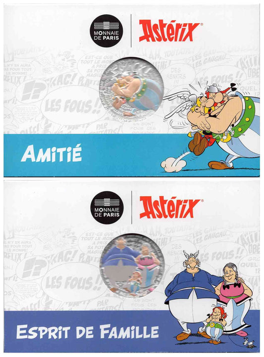 Francia - 2022 - Monedas euros en plata - FDC / MS - 50 € 2022 Asterix (2 Monedas) / Amistad y Espiritu de Familia