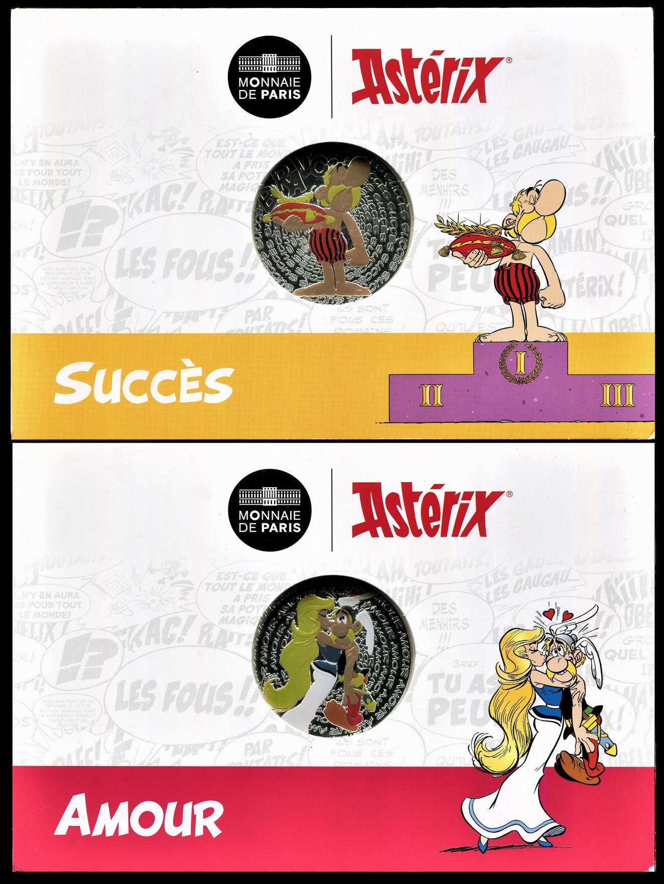 Francia - 2022 - Monedas euros en plata - FDC / MS - 50 € 2022 Asterix (2 Monedas) / Amor y Exito