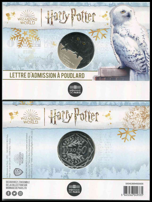 Francia - 2022 - Monedas euros en plata - FDC / MS - 50 € 2022 / Harry Potter - Carta de Admision