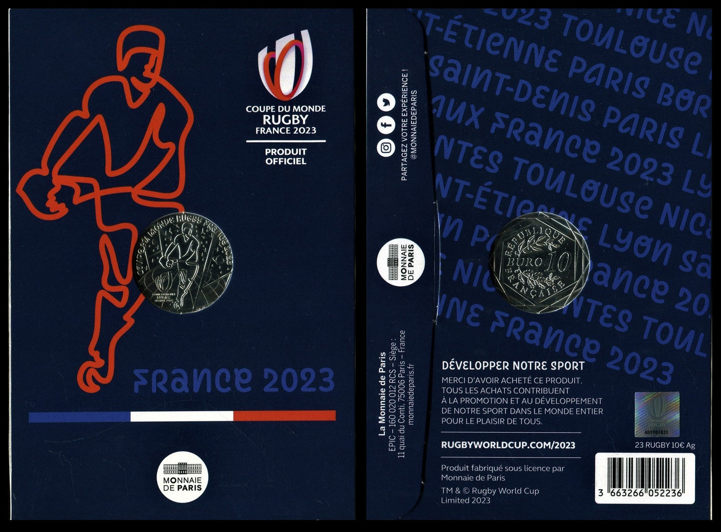 Francia - 2023 - Monedas euros en plata - S/C / UNC - 10 € Año 2023 / Campeonato mundial de Rugby