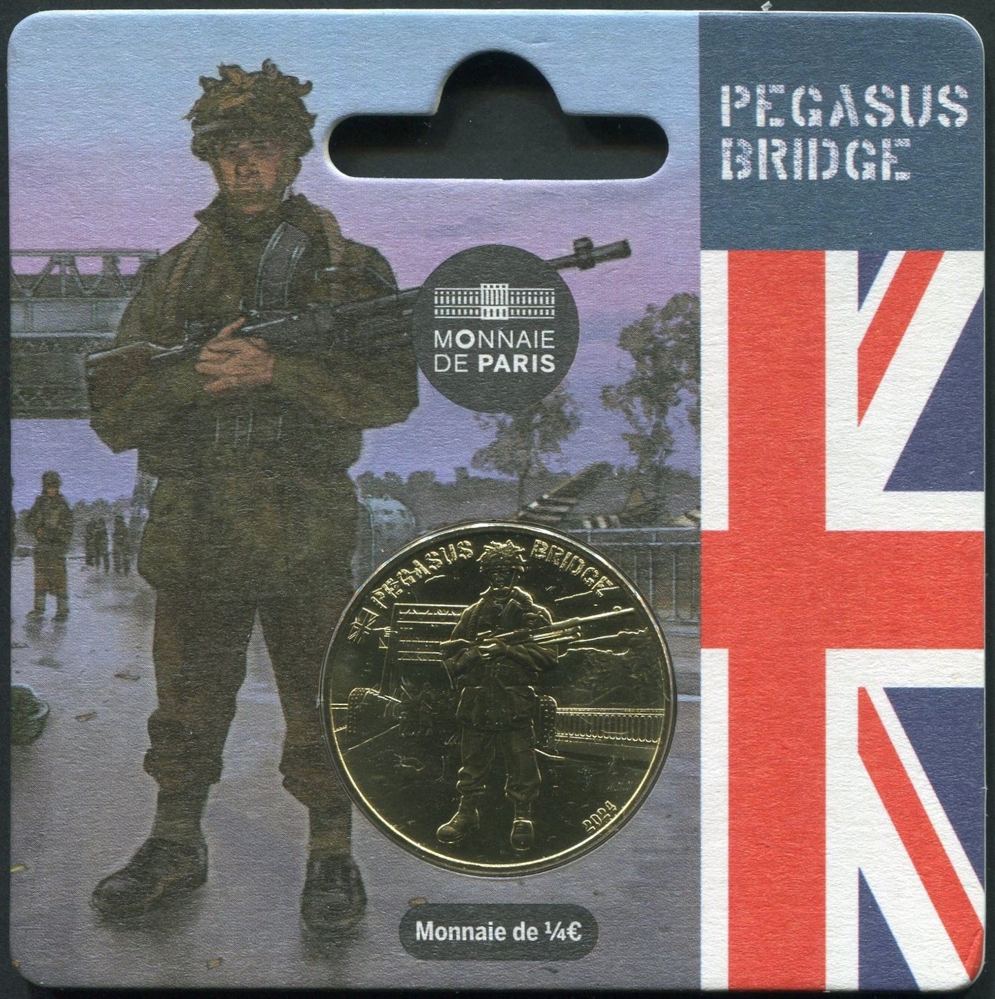 Francia - 2024 - Monedas Euros circulación - S/C / UNC - 1/4 € Año 2024 / Reino Unido - Pegasus Bridge