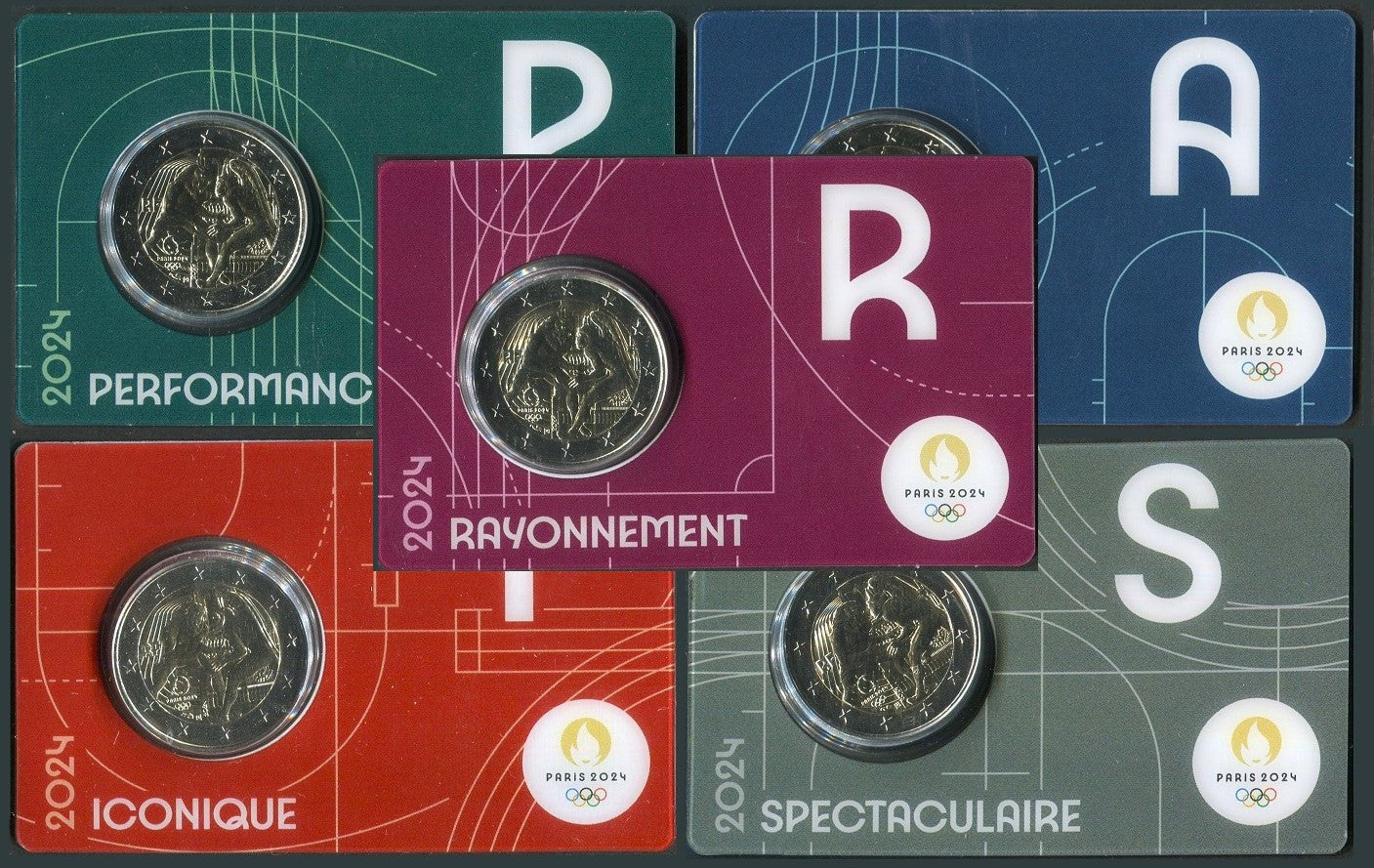 Francia - 2024 - Monedas Euros circulación - S/C / UNC - 2 € Año 2024 / Juegos Olimpicos - Paris 2024 / 1 blister / Se entrega e