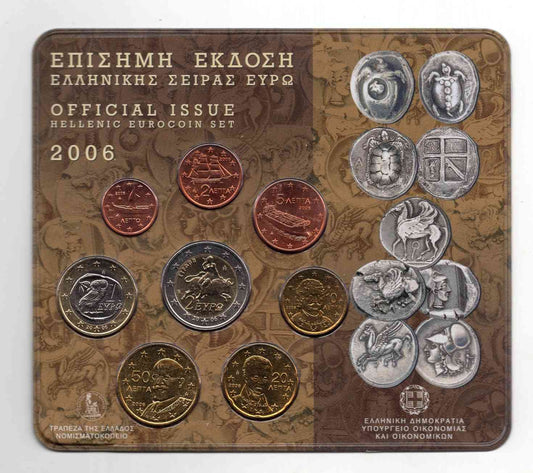 Grecia - 2006 - Monedas Euros en cartera oficial - FDC / MS - Cartera año 2006 (8monedas)