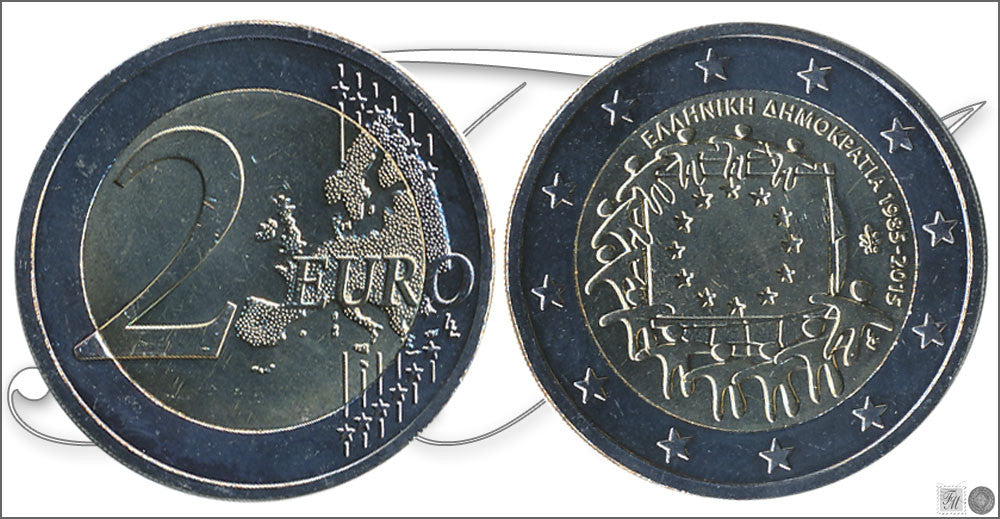 Grecia - 2015 - Monedas Euros circulación - S/C / UNC - 2 € Año 2015 / 30Aniv. Bandera UE