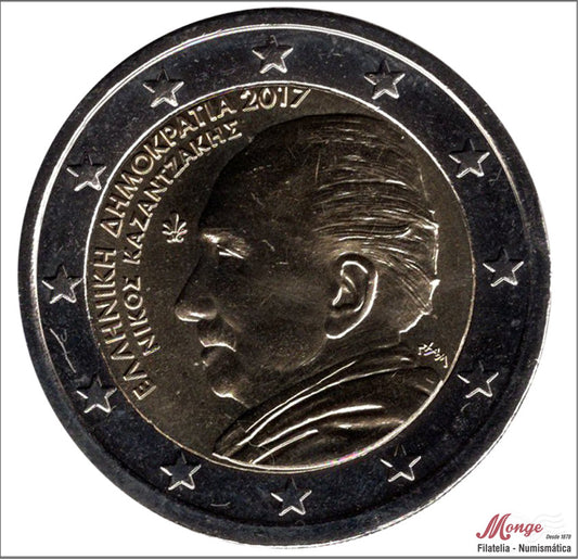 Grecia - 2017 - Monedas Euros circulación - S/C / UNC - 2 € Año 2017 / "Nikos Kazantzakis"