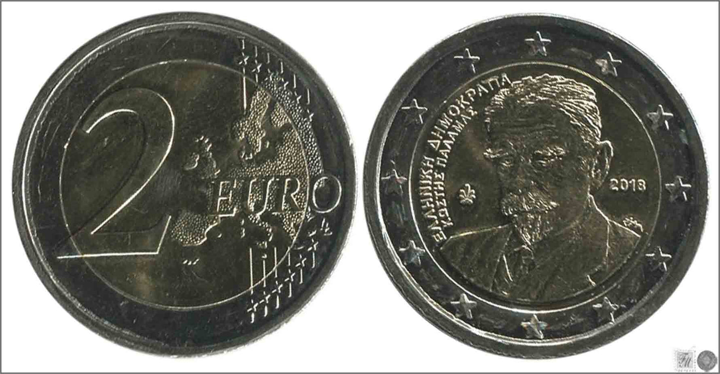 Grecia - 2018 - Monedas Euros circulación - S/C / UNC - 2 € Año 2018 / 75 Aniv de la muerte de Kostis Palamas