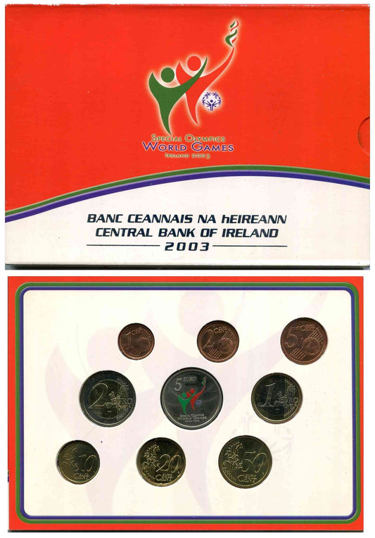 Irlanda - 2003 - Monedas Euros en cartera oficial - FDC / MS - Cartera 2003 (9 monedas) World Games / Incluye 5 €