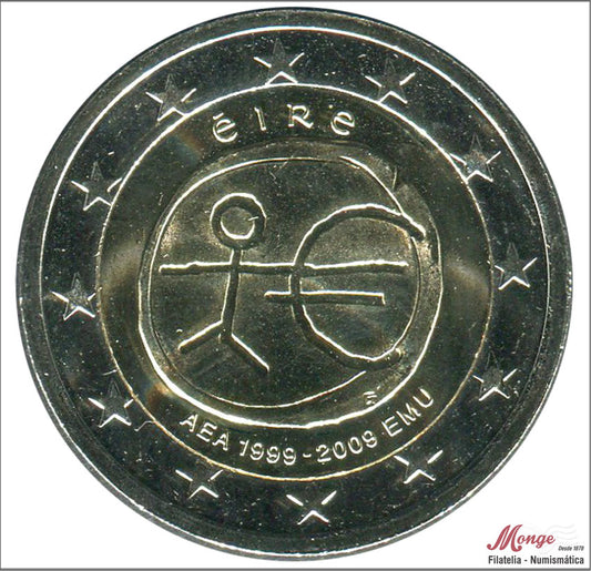 Irlanda - 2009 - Monedas Euros circulación - S/C / UNC - 2 € Año 2009 / 10 Aniv. euro EMU