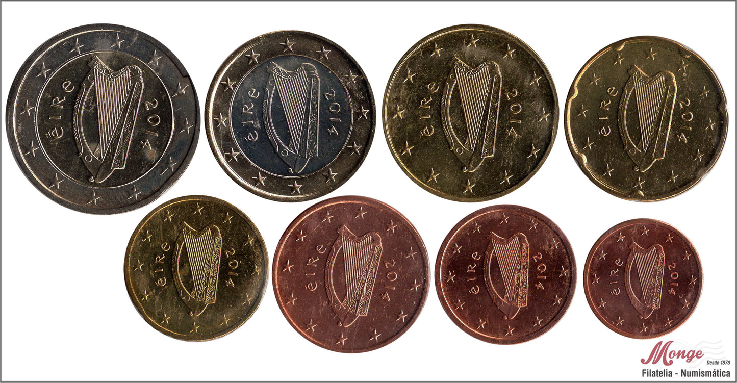 Irlanda - 2014 - Monedas Euros circulación - S/C / UNC - Año 2014 (8monedas)