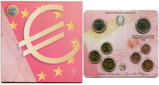 Italia - 2005 - Monedas Euros en cartera oficial - FDC / MS - Cartera 2005 (8m)