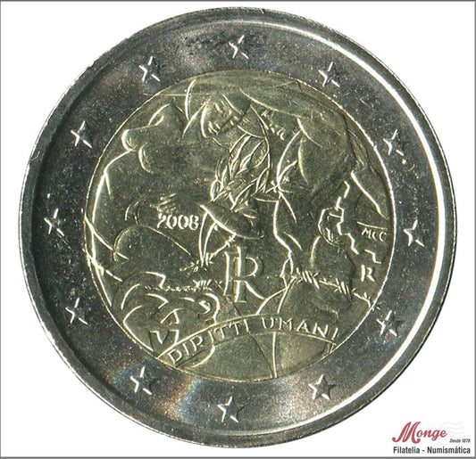 Italia - 2008 - Monedas Euros circulación - S/C / UNC - 2 € Año 2008 / Derechos Humanos