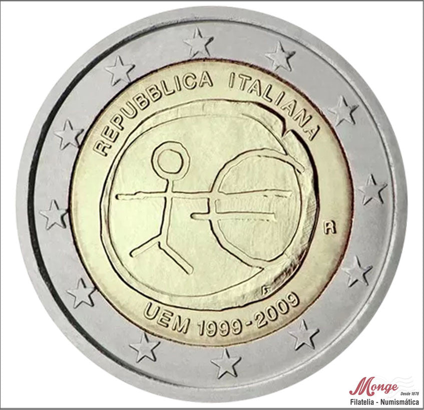 Italia - 2009 - Monedas Euros circulación - S/C / UNC - 2 € Año 2009 / 10 Aniv. euro EMU