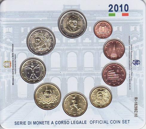 Italia - 2010 - Monedas Euros en cartera oficial - FDC / MS - Cartera 2010 (9 monedas)