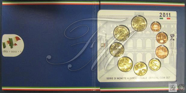 Italia - 2011 - Monedas Euros en cartera oficial - FDC / MS - Cartera 2011 (9 monedas)