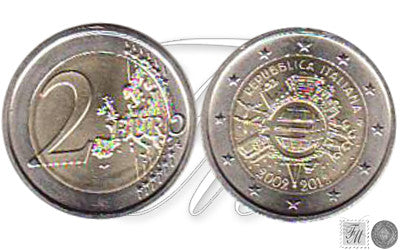 Italia - 2012 - Monedas Euros circulación - S/C / UNC - 2 € Año 2012 / 10 Aniversario €.