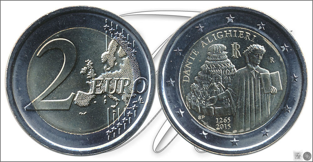 Italia - 2015 - Monedas Euros circulación - S/C / UNC - 2 € Año 2015 / Dante Aligheri