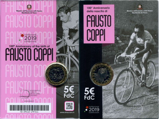 Italia - 2019 - Monedas Euros circulación - S/C / UNC - 5 € Año 2019 / Fausto Coppi