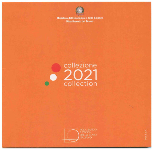 Italia - 2021 - Monedas Euros en cartera oficial - FDC / MS - Cartera 2021 (8 monedas)