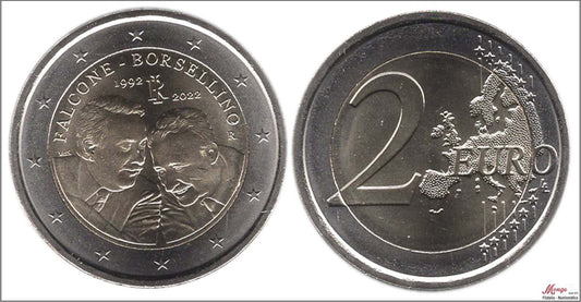 Italia - 2022 - Monedas Euros circulación - S/C / UNC - 2 € Año 2022 / Giovanni Falcone y Paolo Borsellin