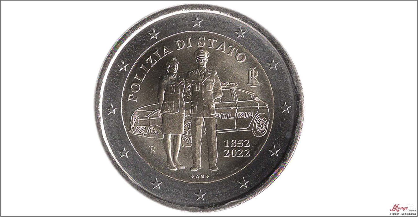 Italia - 2022 - Monedas Euros circulación - S/C / UNC - 2 € Año 2022 / Policia Nacional