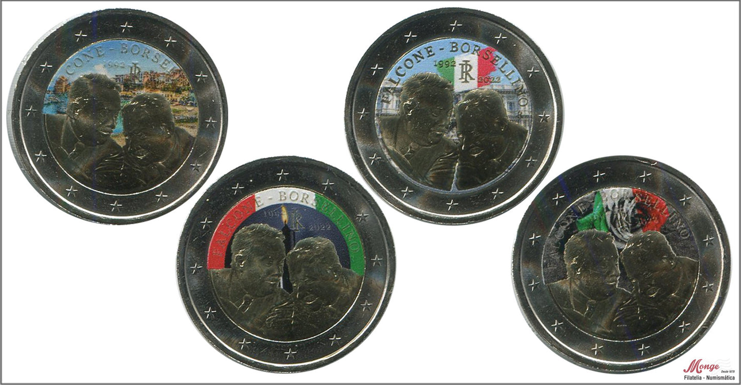 Italia - 2022 - Monedas Euros Color - S/C / UNC - 2 € Año 2022 / Giovanni Falcone y Paolo Borsellin - Hay 4 dif. dar la disponib