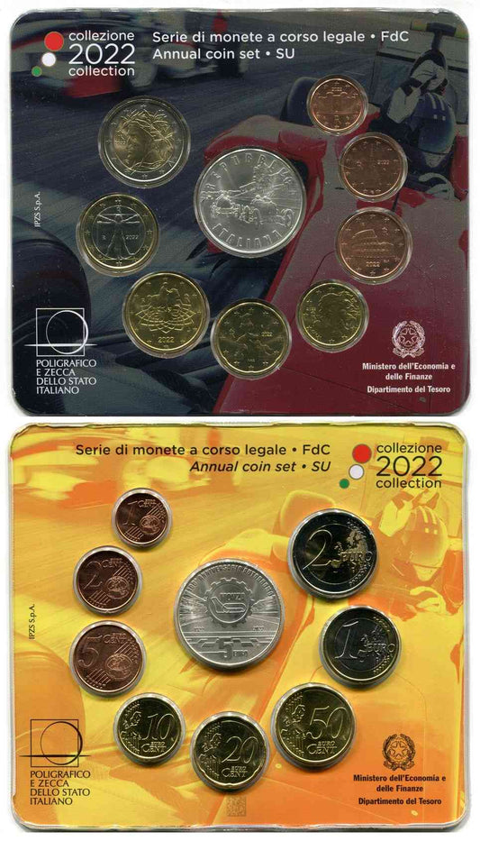 Italia - 2022 - Monedas Euros en cartera oficial - FDC / MS - Cartera 2022 (9 monedas)