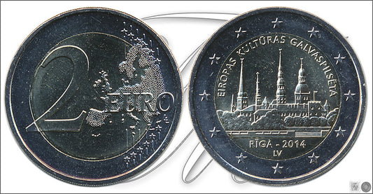 Letonia - 2014 - Monedas Euros circulación - S/C / UNC - 2 € Año 2014 / Riga, Capital de la cultura europea 2014