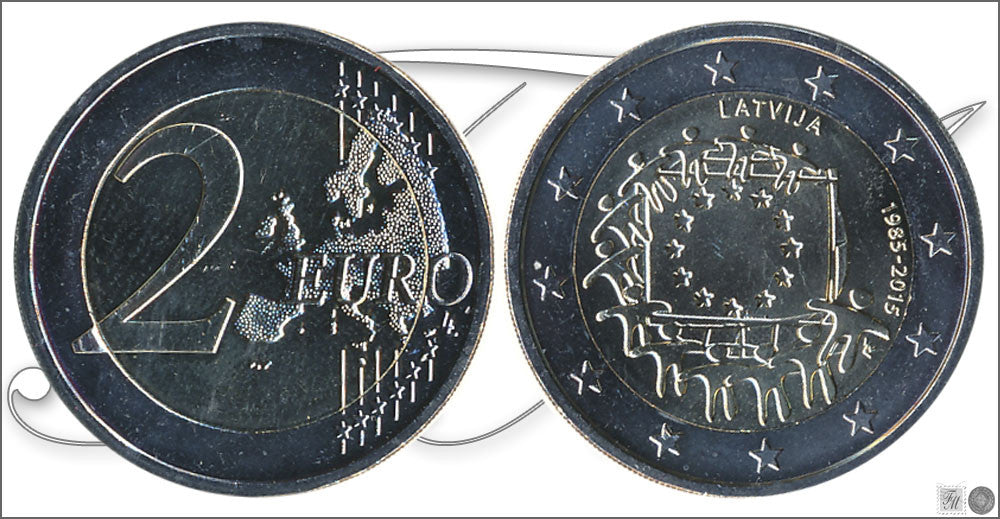 Letonia - 2015 - Monedas Euros circulación - S/C / UNC - 2 € Año 2015 / 30 Aniv. Bandera de la UE