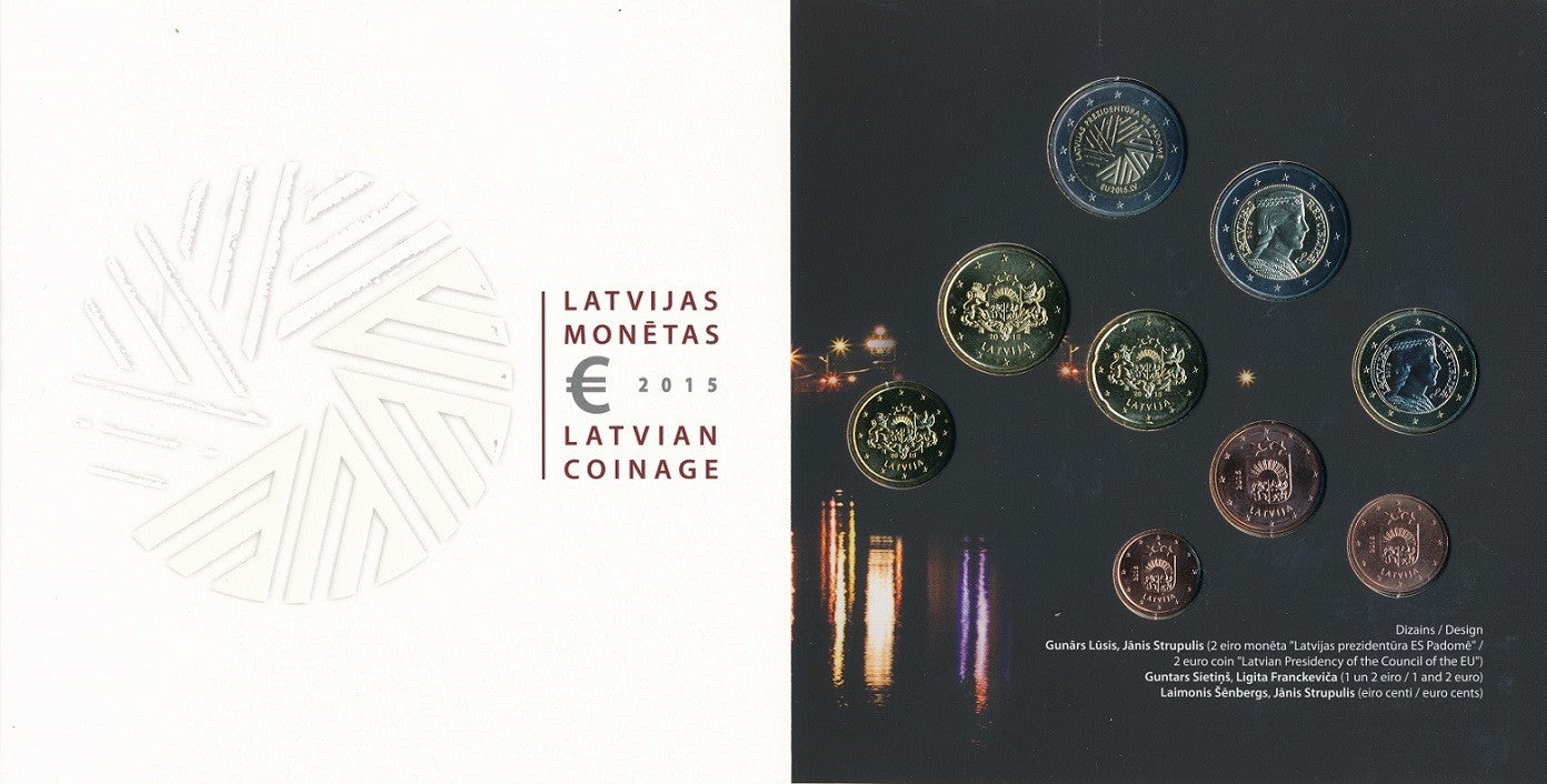 Letonia - 2015 - Monedas Euros en cartera oficial - FDC / MS - Año 2015 (9 monedas)