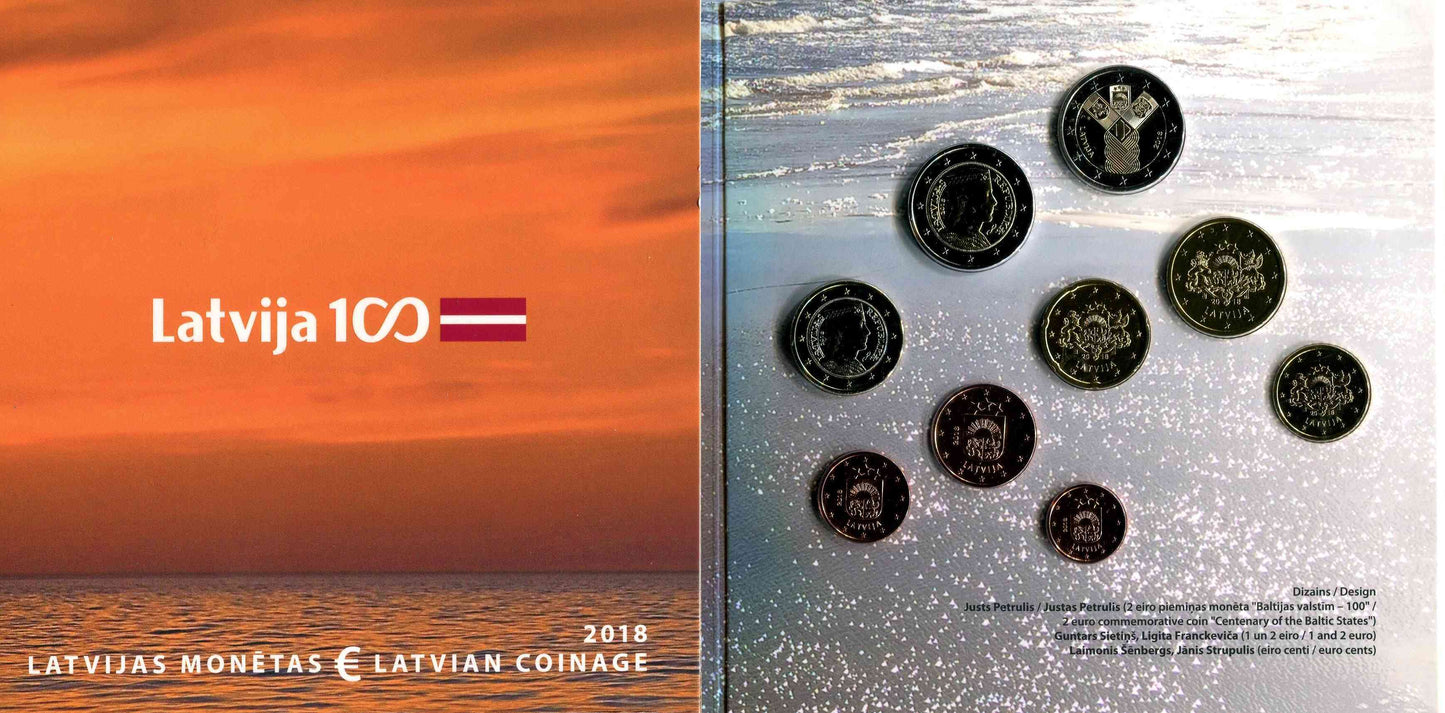 Letonia - 2018 - Monedas Euros en cartera oficial - FDC / MS - Año 2018 (9 monedas)