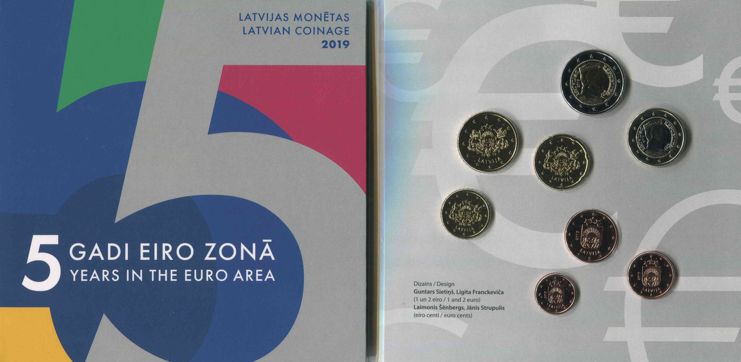 Letonia - 2019 - Monedas Euros en cartera oficial - FDC / MS - Año 2019 (8 monedas)