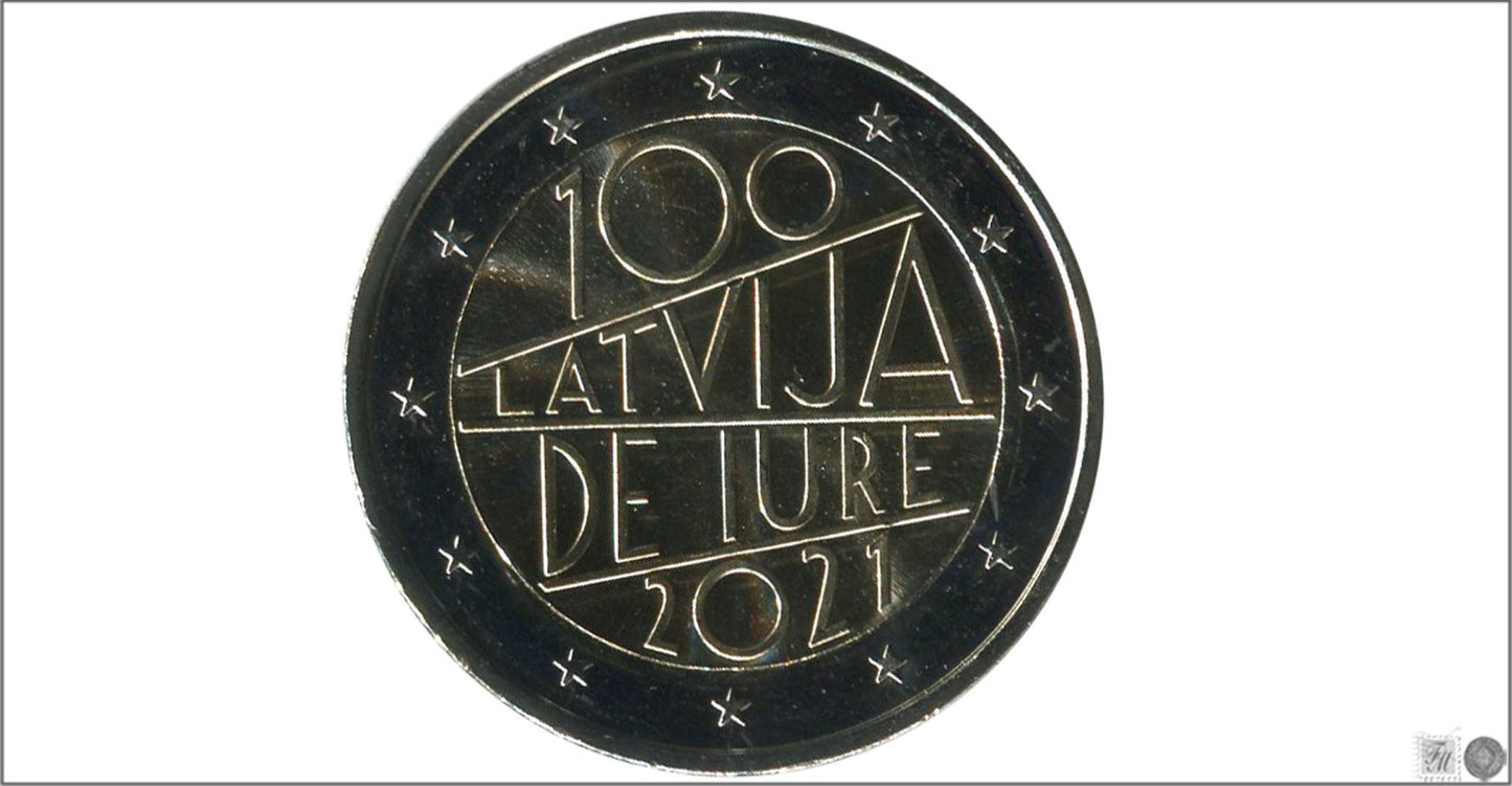 Letonia - 2021 - Monedas Euros circulación - S/C / UNC - 2 € año 2021 / 100 LATVIJA DE IURE