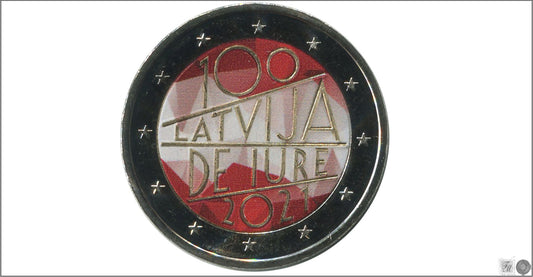 Letonia - 2021 - Monedas Euros Color - S/C / UNC - 2 € año 2021 / 100 LATVIJA DE IURE