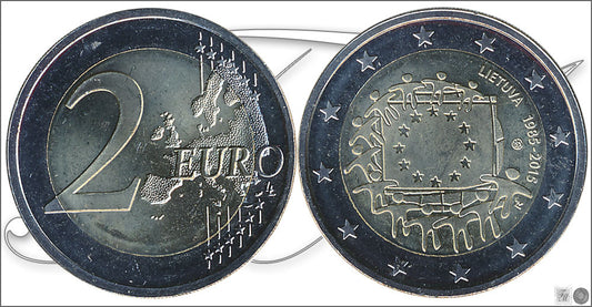 Lituania - 2015 - Monedas Euros circulación - S/C / UNC - 2 € Año 2015 / 30 Aniv. Bandera de la UE