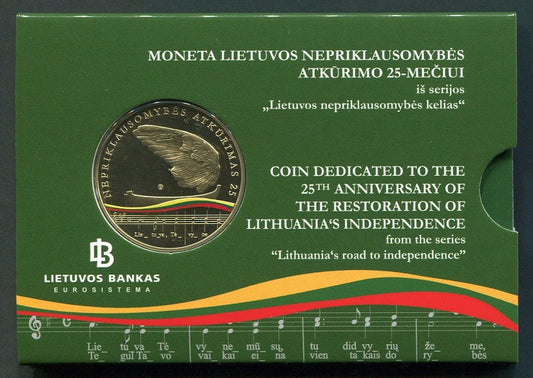 Lituania - 2015 - Monedas Euros circulación - S/C / UNC - 5 € Año 2015 / 25A indep en Coin card