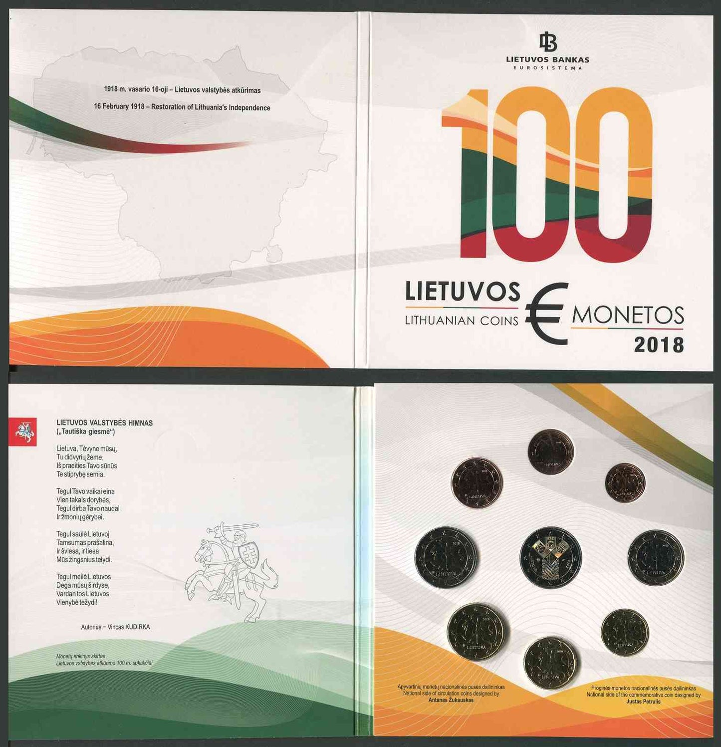 Lituania - 2018 - Monedas Euros en cartera oficial - FDC / MS - Año 2018 (8 monedas)