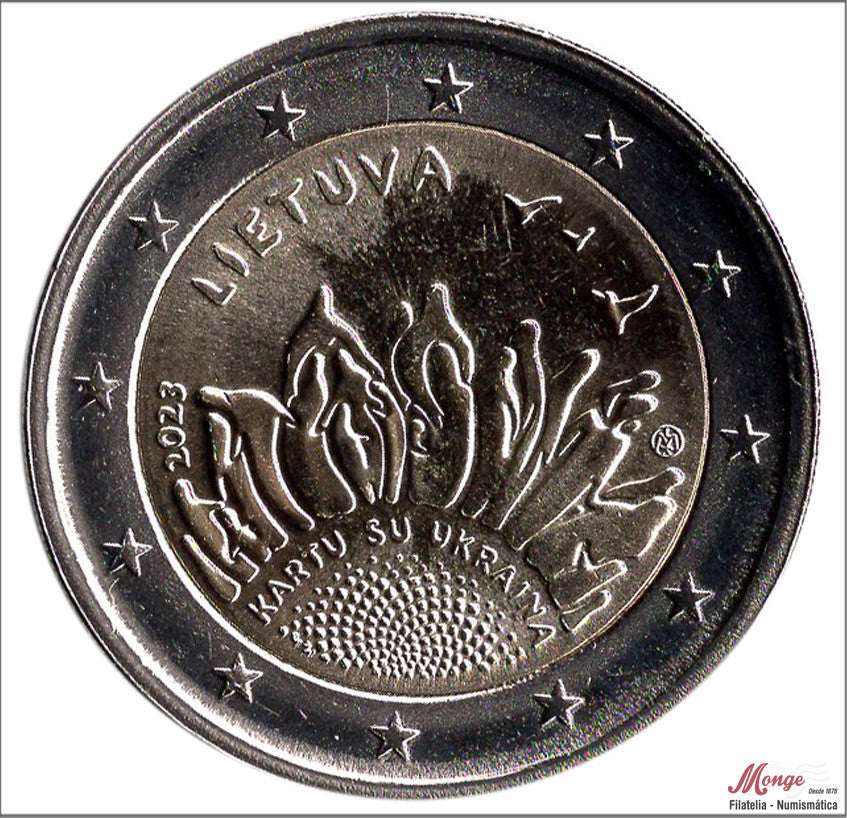 Lituania - 2023 - Monedas Euros circulación - S/C / UNC - 2 € año 2023 / Juntos con Ucrania