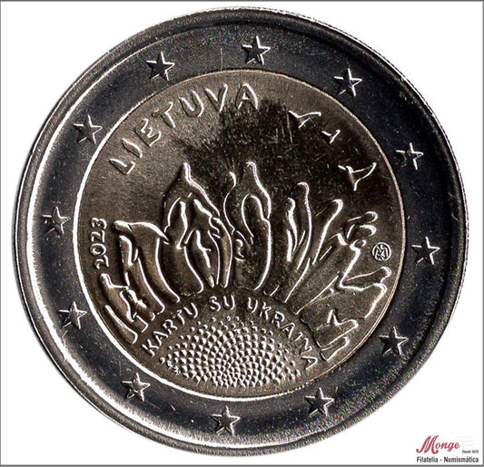 Lituania - 2023 - Monedas Euros circulación - S/C / UNC - 2 € año 2023 / Juntos con Ucrania