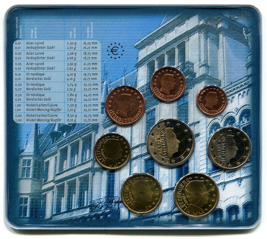 Luxemburgo - 2002 - Monedas Euros en cartera oficial - FDC / MS - Cartera 2002 (8m)