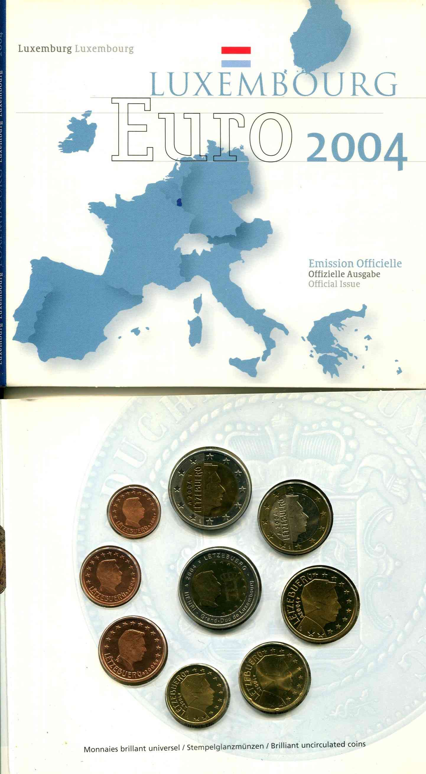 Luxemburgo - 2004 - Monedas Euros en cartera oficial - FDC / MS - Cartera 2004 (9m)