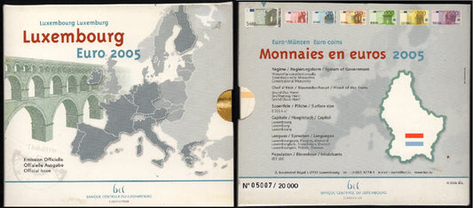 Luxemburgo - 2005 - Monedas Euros en cartera oficial - FDC / MS - Cartera 2005 (9 monedas)