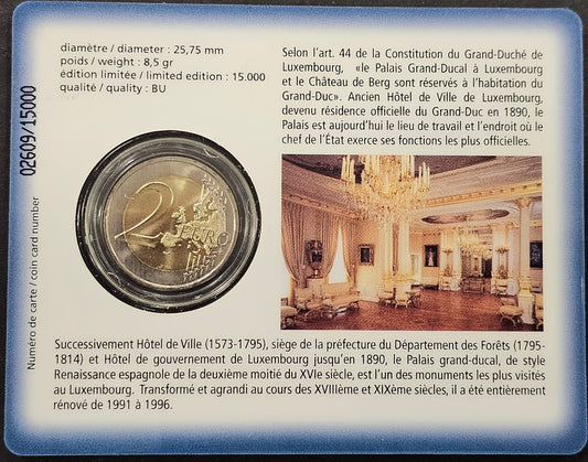 Luxemburgo - 2007 - Monedas Euros circulación - S/C / UNC - 2 € Año 2007 / Palacio Grand-Ducal en coi card