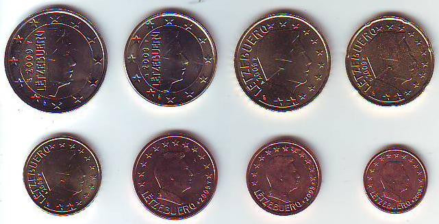 Luxemburgo - 2009 - Monedas Euros circulación - S/C / UNC - Año 2009 (8 monedas)