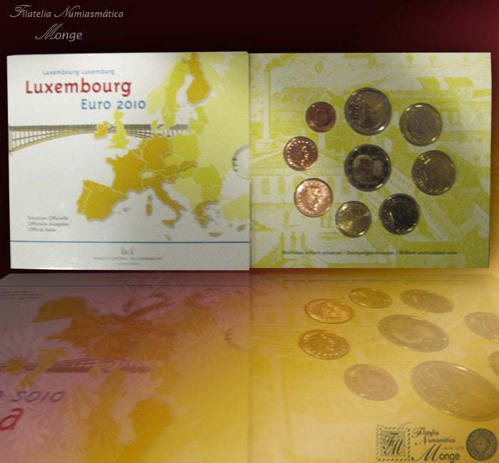 Luxemburgo - 2010 - Monedas Euros en cartera oficial - FDC / MS - Cartera 2010 (9 monedas)