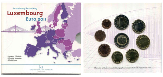 Luxemburgo - 2011 - Monedas Euros en cartera oficial - FDC / MS - Cartera año 2011 (9 monedas)