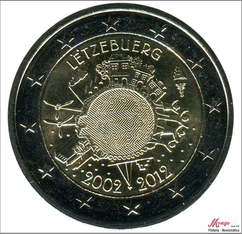 Luxemburgo - 2012 - Monedas Euros circulación - S/C / UNC - 2 € año 2012 / 10 Aniversario 2012