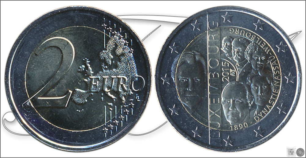 Luxemburgo - 2015 - Monedas Euros circulación - S/C / UNC - 2 € año 2015 / 2ª 125 Aniv de la dinastia Nassau-W