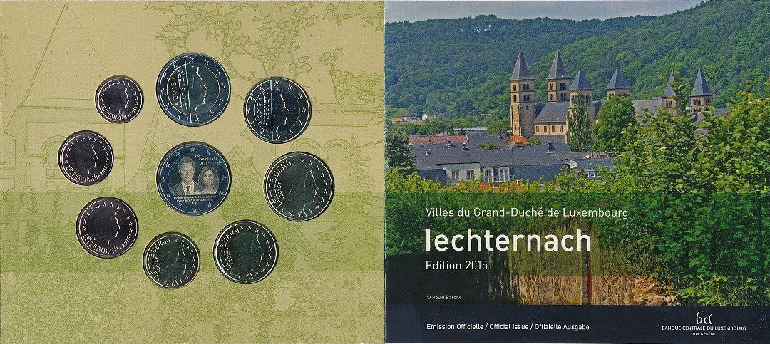 Luxemburgo - 2015 - Monedas Euros en cartera oficial - FDC / MS - Cartera año 2015 (9 monedas)